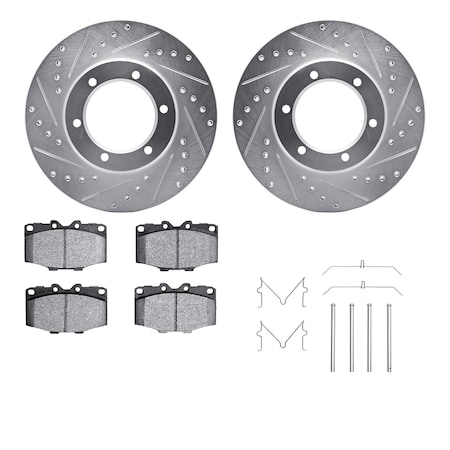 7412-76006, Rotors-Drilled And Slotted-Silver W/Ultimate Duty Brake Pads Incl. Hardware, Zinc Coated